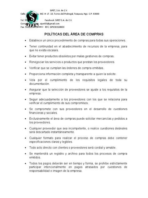 politica de proveedores area compra